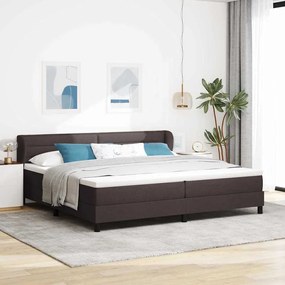 Κρεβάτι Box Spring με στρώμα vidaXL σκούρο καφέ 200x200 εκ. ύφασμα