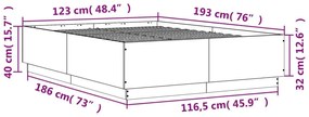 Πλαίσιο Κρεβατιού Γκρι Σκυροδέματος 120x190 εκ. Επεξεργ. Ξύλο - Γκρι