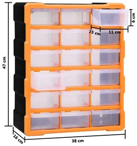 Συρταριέρα Οργάνωσης με 18 Μεσαία Συρτάρια 38 x 16 x 47 εκ. - Πορτοκαλί