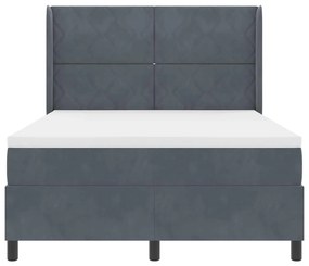 vidaXL Κρεβάτι με ελατήρια Σκούρο γκρι 140 x 190 cm Βελούδο