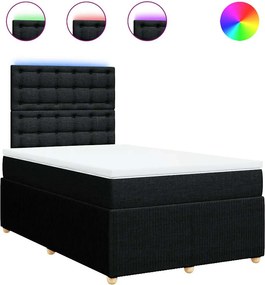vidaXL Κρεβάτι Boxspring με Στρώμα Μαύρο 120x200 εκ. Υφασμάτινο