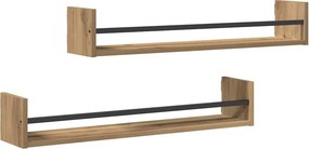 vidaXL Ράφι Τοίχου Επιτοίχιο 2 pcs Artisan Oak 80 x 16 x 14 cm