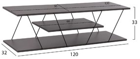 ΕΠΙΠΛΟ ΤΗΛΕΟΡΑΣΗΣ TARS HM8922.20 ΜΕΛΑΜΙΝΗ ΓΚΡΙ 120x32x33Yεκ.