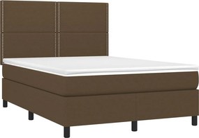 vidaXL Κρεβάτι Boxspring με Στρώμα Σκούρο Καφέ 140x190 εκ. Υφασμάτινο