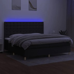 vidaXL Κρεβάτι Boxspring με Στρώμα &amp; LED Μαύρο 200x200 εκ. Υφασμάτινο