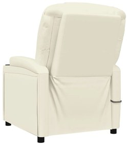 vidaXL Πολυθρόνα Μασάζ με Ανύψωση Κρεμ Λευκό από Συνθετικό Δέρμα