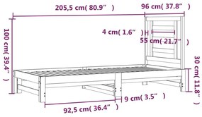 Καναπές Κρεβάτι Συρόμενος 2x(90x200) εκ. από Μασίφ Ξύλο Πεύκου - Καφέ