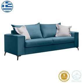 Intrahome Καναπές Verona Intrahome 3θέσιος μπλε ύφασμα με μαξιλάρια σε απόχρωση ανοιχτό γκρι 225x93x100εκ | SKU: INTRAPA-279111195