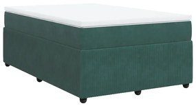 vidaXL Κρεβάτι Boxspring με Στρώμα Σκούρο Πράσινο 120x190εκ. Βελούδινο