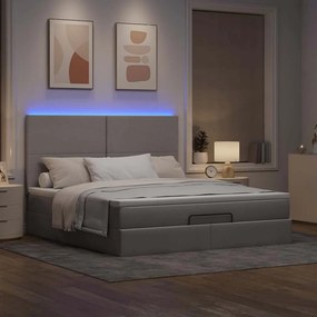 VidaXL Οθωμανικό κρεβάτι με στρώμα & LEDs Taupe 180x200cm ύφασμα