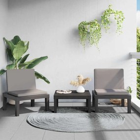 vidaXL Ξαπλώστρα με Μαξιλάρια Ανθρακί από Πολυπροπυλένιο