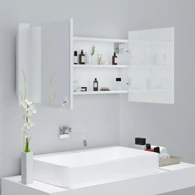vidaXL Ντουλάπι Μπάνιου με Καθρέφτη & LED Γυαλιστερό Λευκό Ακρυλικός