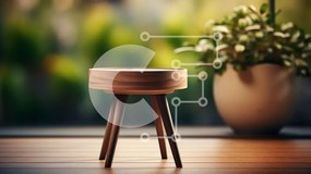Intra Συλλεκτικό Ξύλινο Παζλ Plywood  4mm - Ξύλινο σκαμπό με φυτό σε ξύλινο πάτωμα Σε Ξύλινο Κουτί - Διαστάσεις Puzzle: 10x10 cm – 25 κομμάτια