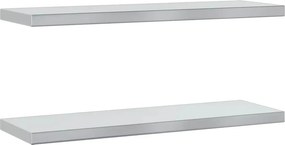 vidaXL Ράφια Τοίχου 2Τεμ. Ασημί 75x23,5 εκ. Ανοξείδωτο Ατσάλι