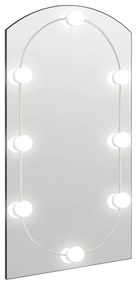 Καθρέφτης με Φώτα LED 90x45 εκ. Γυαλί Οβάλ - Ασήμι