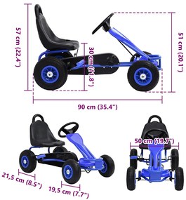 vidaXL Go Kart με Πετάλια και Λάστιχα Πεπιεσμένου Αέρα Μπλε
