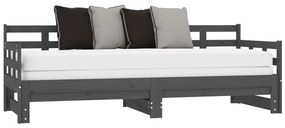 vidaXL Καναπές Κρεβάτι Συρόμενος Γκρι 2x(90x190) εκ. Μασίφ Ξύλο Πεύκου