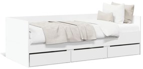 vidaXL Καναπές-Κρεβάτι με Συρτάρια Λευκός 75x190 εκ. Επεξ. Ξύλο