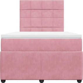 vidaXL Κρεβάτι Boxspring με Στρώμα Ροζ 120x200 εκ. Βελούδινο