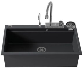 Sanitec Ultra Granite 850 Quartz Multi Ένθετος Γρανιτένιος Νεροχύτης 79Χ50cm Nero (Inox accessories)