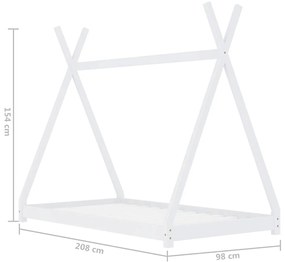 vidaXL Πλαίσιο Κρεβατιού Παιδικό Λευκό 90 x 200 εκ. Μασίφ Ξύλο Πεύκου
