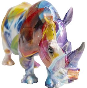 Διακοσμητική Επιτραπέζια Φιγούρα Χρωματιστός Ρινόκερος 7,5x5,5x17 εκ. - Πολύχρωμο