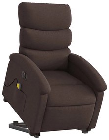 vidaXL Πολυθρόνα Μασάζ Ηλεκ. Ανακλινόμενη Ανύψωση Σκ. Καφέ Υφασμάτινη