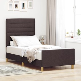 vidaXL Κρεβάτι Χαμηλού Προφίλ Σκούρο Καφέ 90x200 εκ. Ύφασμα