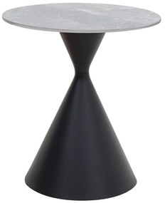 Τραπεζάκι βοηθητικό Logan Megapap sintered stone - μέταλλο χρώμα γκρι εφέ μαρμάρου - μαύρο Ø50x56εκ.