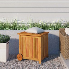 vidaXL Μπαούλο Αποθήκευσης Κήπου με Ρόδες 60x50x58 εκ. Μασίφ Ακακία
