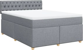 vidaXL Κρεβάτι Boxspring με Στρώμα Ανοιχτό Γκρι 140x190 εκ. Υφασμάτινο