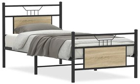 vidaXL Πλαίσιο Κρεβ. Χωρ. Στρώμα Sonoma Δρυς 90x200 εκ. Επεξ. Ξύλο