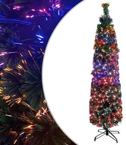 vidaXL Χριστουγεν. Δέντρο Slim Τεχνητό με Βάση / Οπτικές Ίνες 150 εκ.