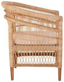 Καρέκλα - Πολυθρόνα MALAWI C9635.04 Ξύλο Μαόνι με Rattan Φυσικό και Λευκό Μαξιλάρι 80x70x86Υεκ. 80x70x86 εκ.