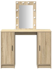vidaXL Τραπέζι ντυσίματος με LED Φώτα σε δρυό, 102x33x135 cm