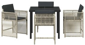 vidaXL Σέτ φαγητού για κήπο 5 pcs Ανοιχτό γκρι