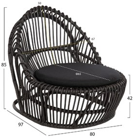 ΠΟΛΥΘΡΟΝΑ ENTROPY HM9840.03 ΦΥΣΙΚΟ RATTAN ΜΕ ΜΑΞΙΛΑΡΙ-ΜΑΥΡΟ 80x97x85Υεκ.