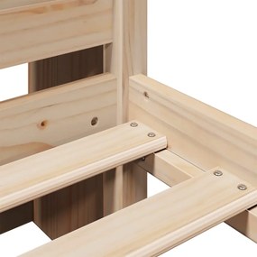 Κρεβάτι Βιβλιοθήκη Χωρίς Στρώμα 120x190 εκ Μασίφ Ξύλο Πεύκου - Καφέ