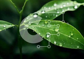 Intra Συλλεκτικό Ξύλινο Παζλ Plywood 4mm - Πράσινο φυτό με σταγονίδια νερού Σε Ξύλινο Κουτί - Διαστάσεις: 10x10 cm – 25 κομμάτια