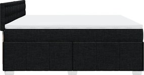 vidaXL Κρεβάτι Boxspring με Στρώμα Μαύρο 200x200 εκ. Υφασμάτινο