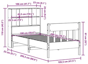 Σκελετός Κρεβ. Χωρίς Στρώμα Καφέ Κεριού 100x200 εκ Μασίφ Πεύκο - Καφέ