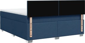 vidaXL Κρεβάτι Boxspring με Στρώμα Μπλε 180x200 εκ. Υφασμάτινο