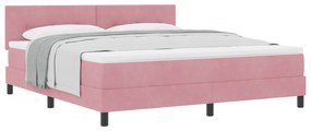 vidaXL κρεβάτι Box Spring με στρώμα  Ροζ Super King Βελούδο
