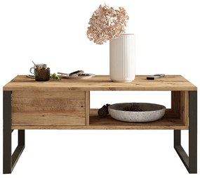 Τραπέζι σαλονιού Honora pakoworld oak-μαύρο 100x60x44,5εκ