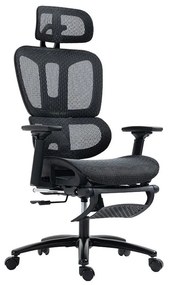 Office chair manager with footrest Verdant Premium Quality mesh black 62x67x124 εκ.