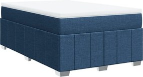 vidaXL Κρεβάτι Boxspring με Στρώμα Μπλε 120x200 εκ. Υφασμάτινο
