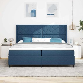 vidaXL Κρεβάτι με ελατήρια με στρώμα Μπλε 200 x 200 cm ύφασμα