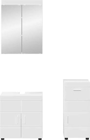 vidaXL Σετ Επίπλων Μπάνιου με συρτάρι TULUM Λευκό Επεξεργασμένο ξύλο