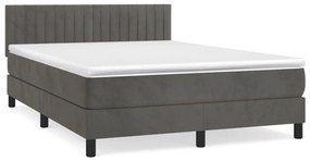 ΚΡΕΒΑΤΙ BOXSPRING ΜΕ ΣΤΡΩΜΑ ΣΚΟΥΡΟ ΓΚΡΙ 140X190 ΕΚ. ΒΕΛΟΥΔΙΝΟ 3141420