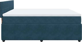 vidaXL Κρεβάτι Boxspring με Στρώμα Μπλε 200x200 εκ. Βελούδινο